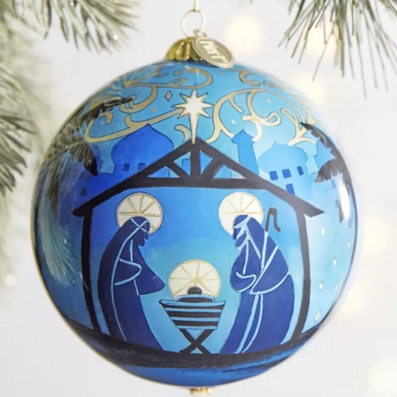 Pier 1 Holiday Imports Glass Christmas Ornament Nativity Poshmark